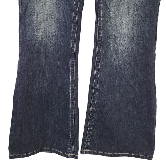 Maurices Flare Jeans Size 14 Dark Blue Denim Stretch Bootcut High Rise - Picture 3 of 8
